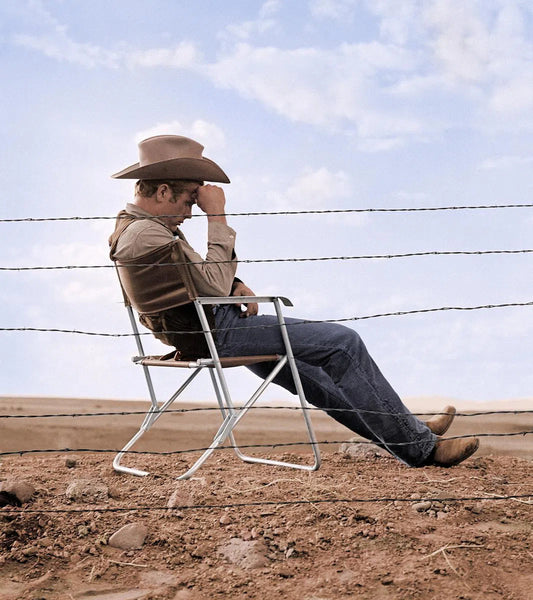 James Dean behind a fence in "Giant" (color), from The Wild Ones collection-PurePhoto