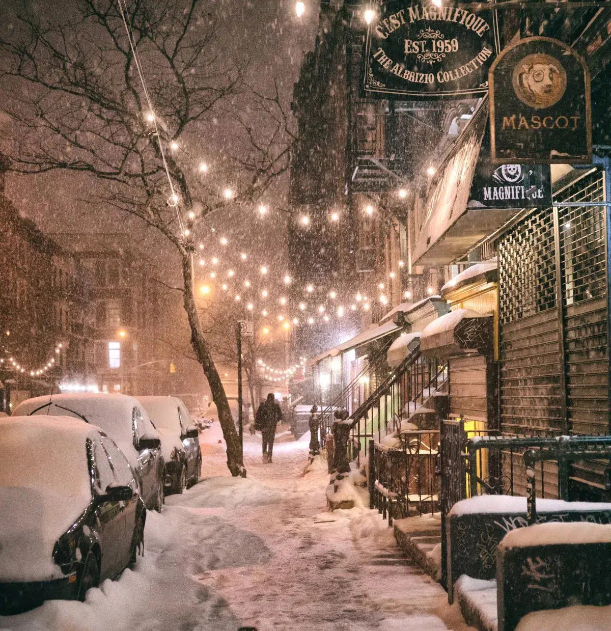 New York City - Snow - Janus - East Village Lights, by Vivienne Gucwa-PurePhoto