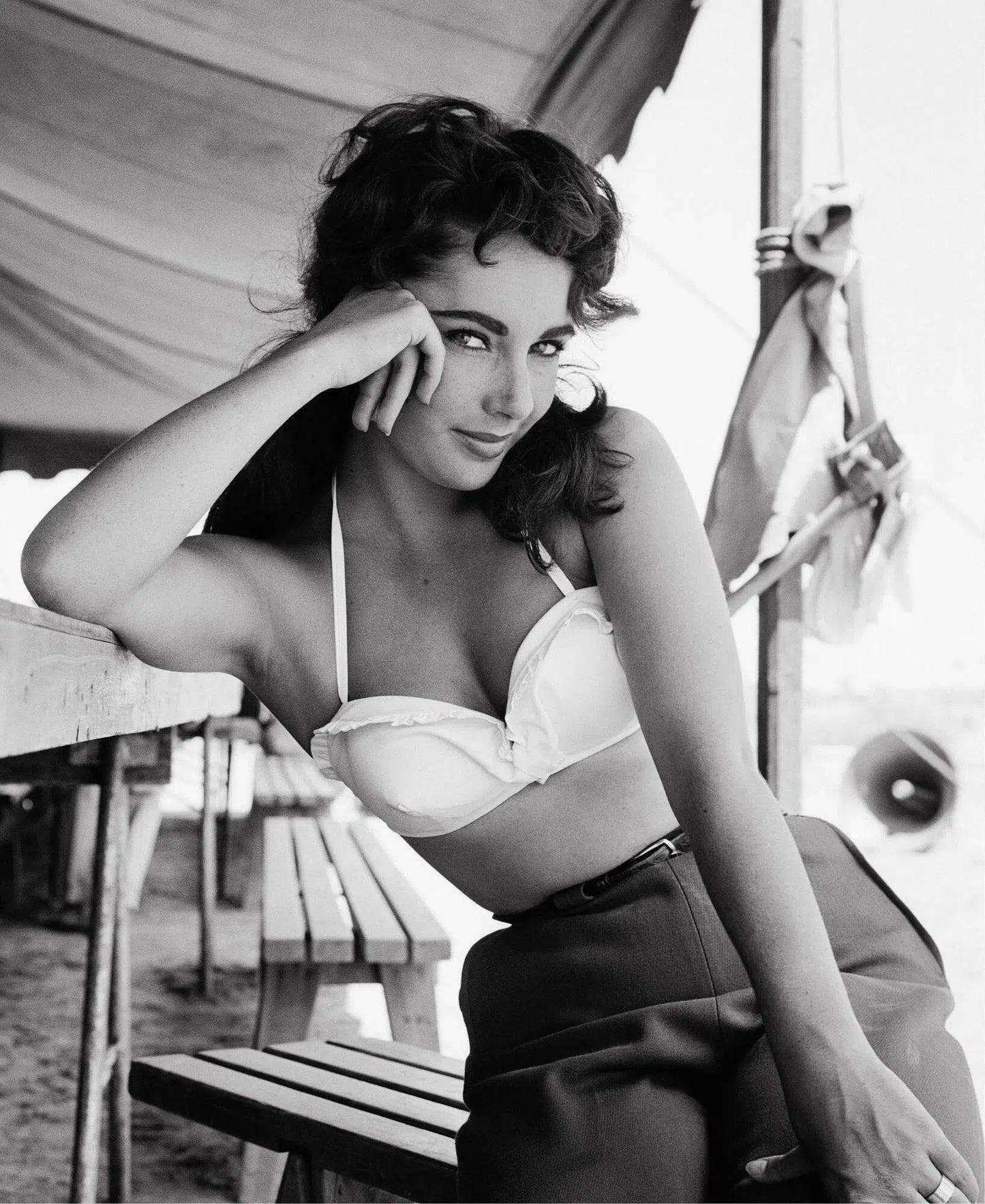 Elizabeth Taylor on the set of "Giant" (b&w), from The Wild Ones collection-PurePhoto