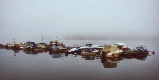 Misty Morning Boat Dock, by Ari Salmela-PurePhoto