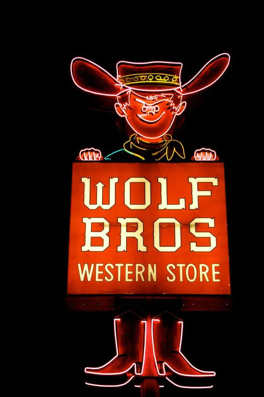 Wolf Bros Western Store, Night, by Jeremy Brooks-PurePhoto